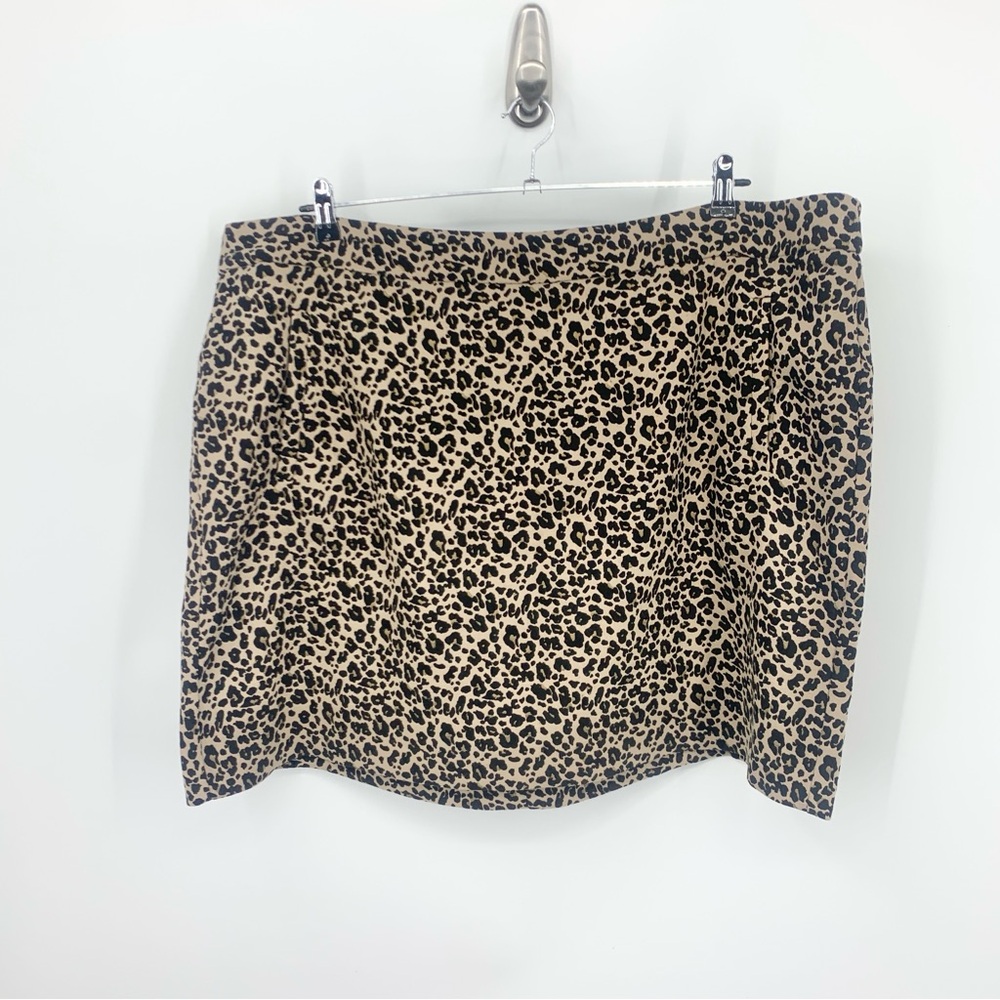 LOFT‎ Ann Taylor Women Size 22 Plus Skirt Short Mini Brown Black Leopard Print